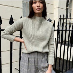 Aritzia Babaton Grey Chalmers Mock Neck Sweater Wool Linen Neutral, Sz S
